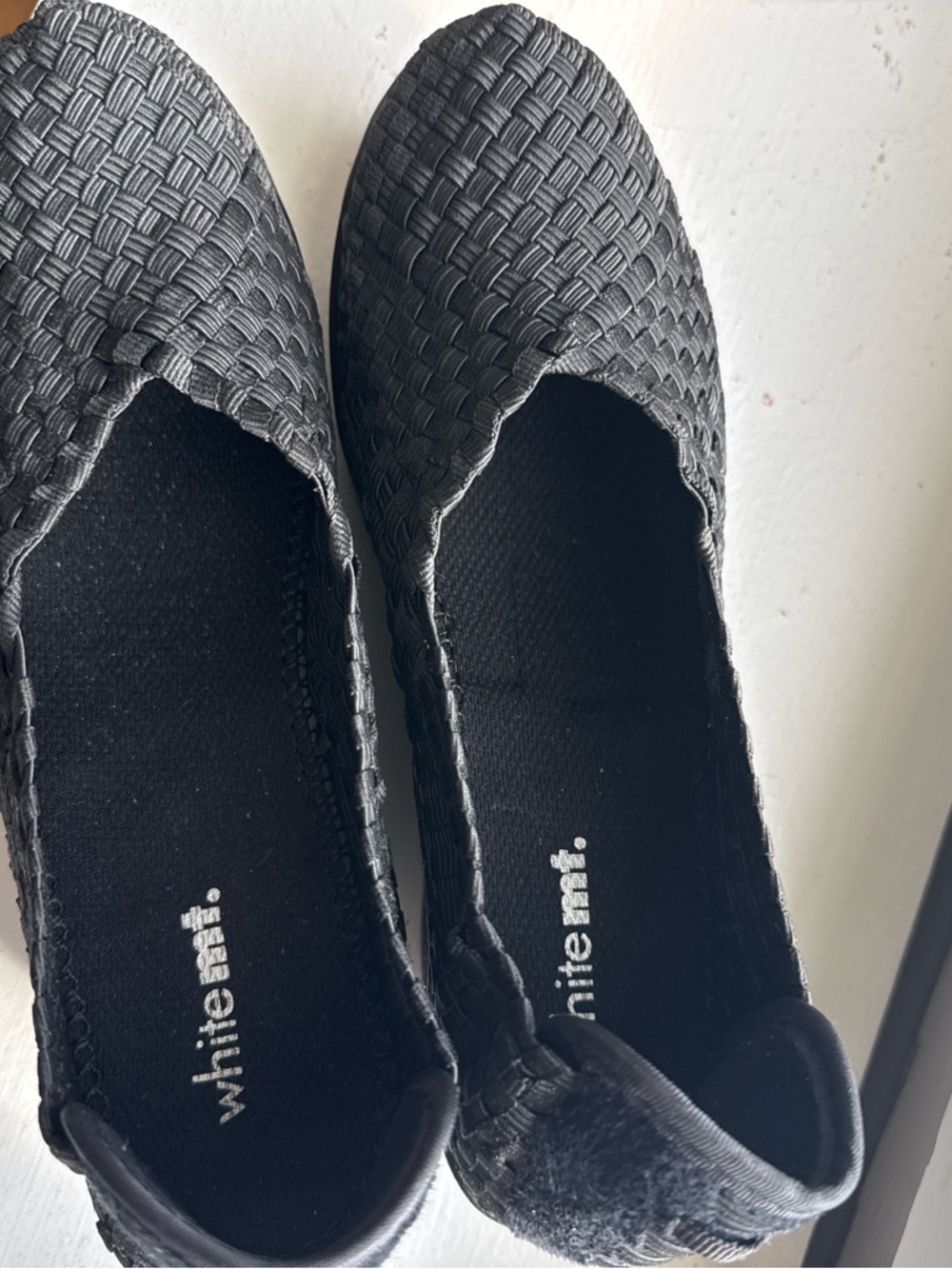 Black Woven Slip-On Ballet Flats